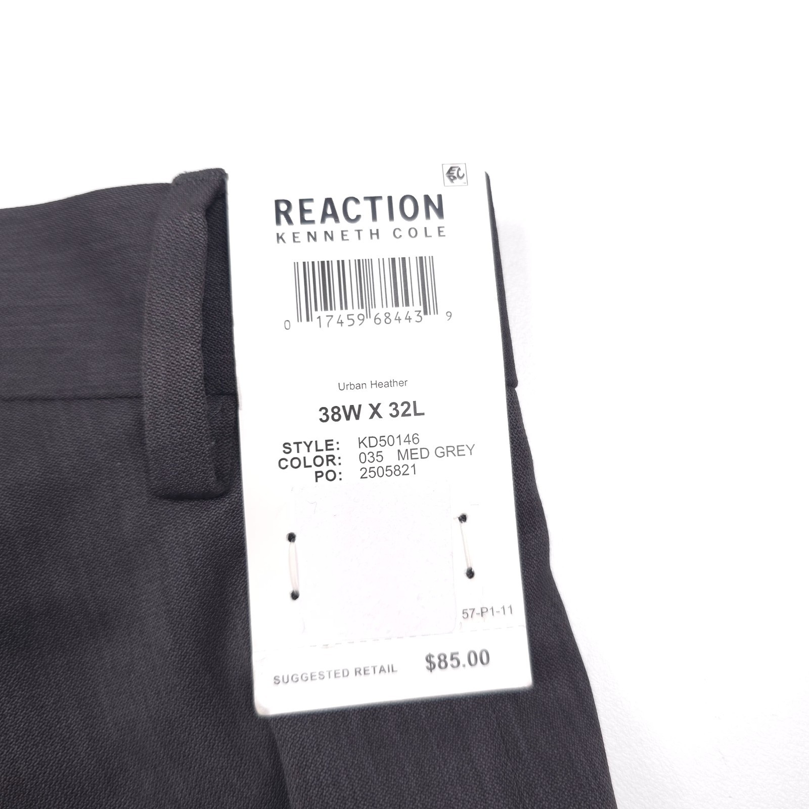 Kenneth Cole Reaction Gray Slim Fit Dress Pants Mens Size 38 X 32