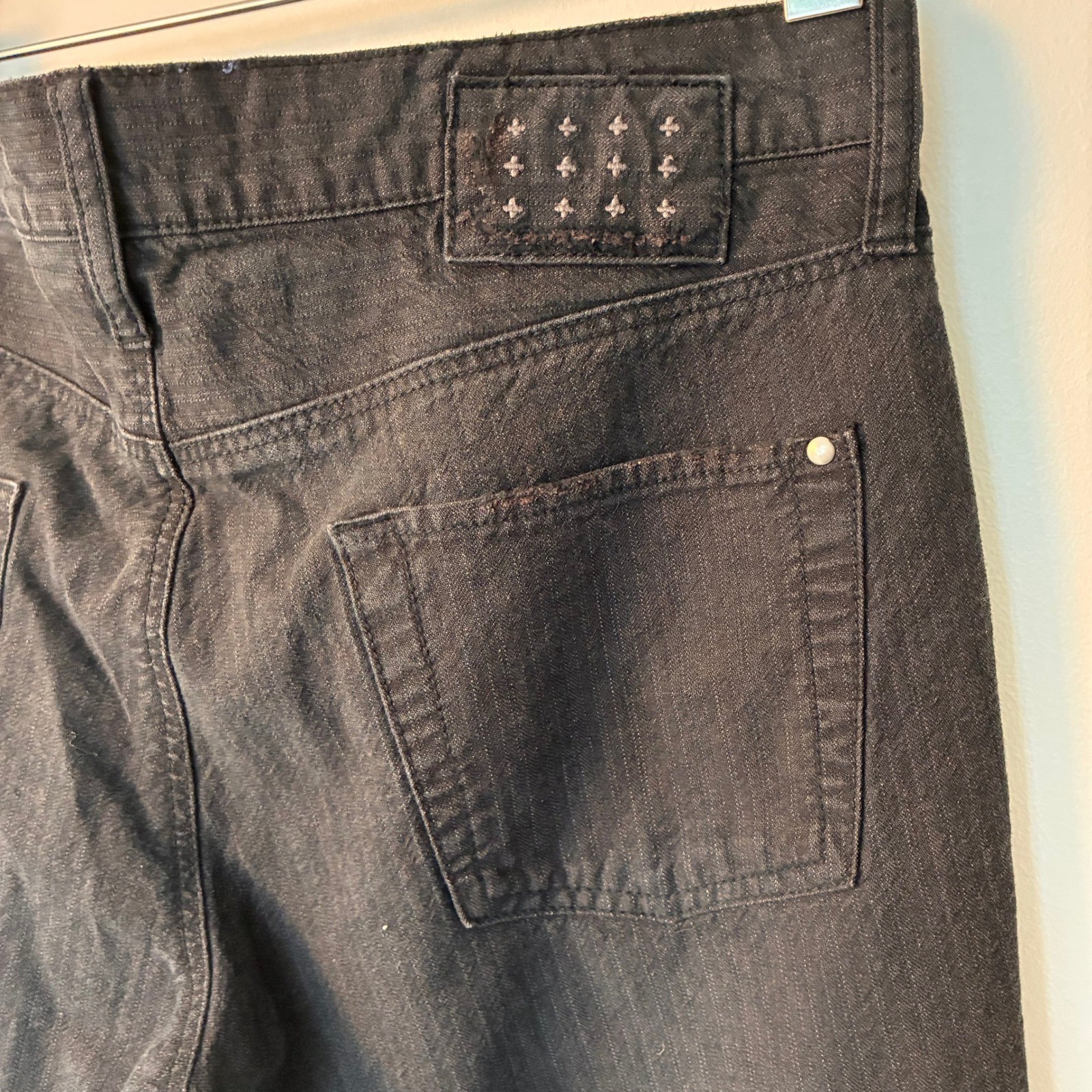 Mens BlackTexture Denim Jeans Ksubi-style Signature Crosses Size 28