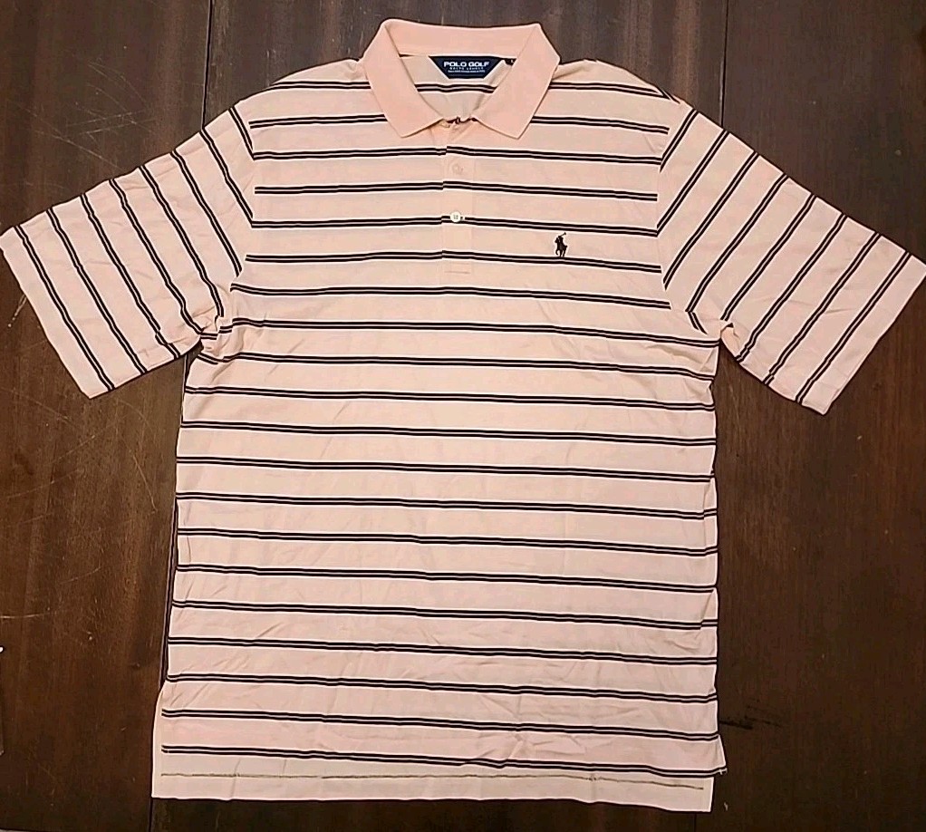 Vintage Polo Golf Ralph Lauren Shirt Men’s L 100% Pima Cotton Pink Striped