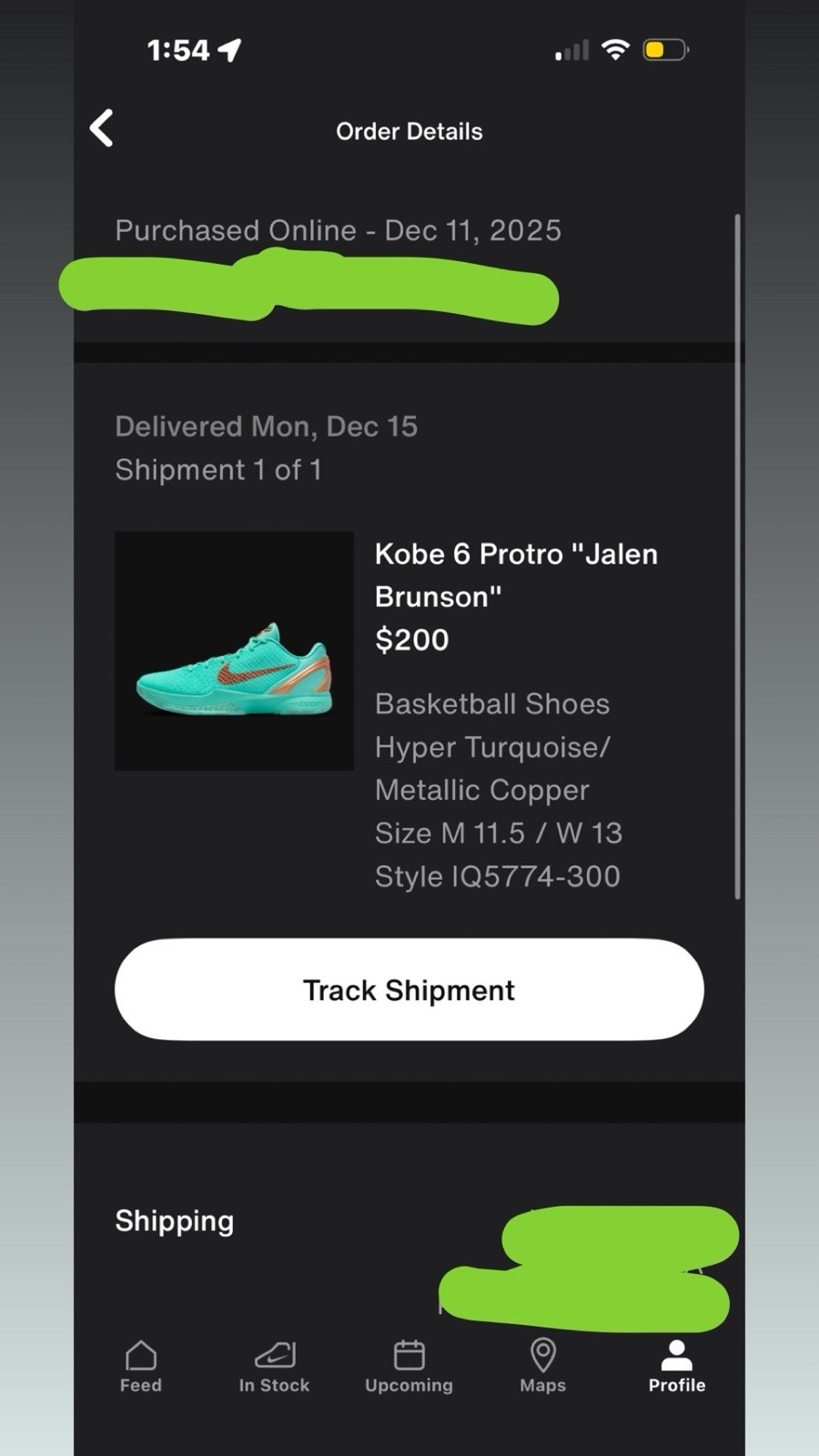 Kobe 6 Protro Jalen Brunson Statue of Liberty Size 11.5 M