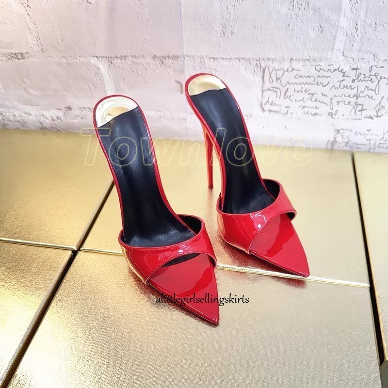 Ladies High Stiletto Heel Slippers Slip on Pointy Toe Mules Sandals Party Shoes