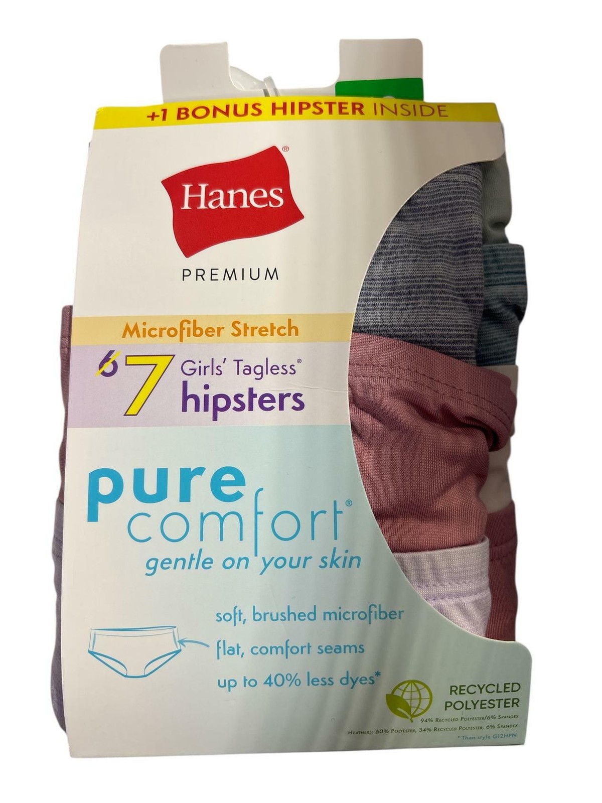 Hanes Girls Tagless Hipster 7pk Multi Color Size 12