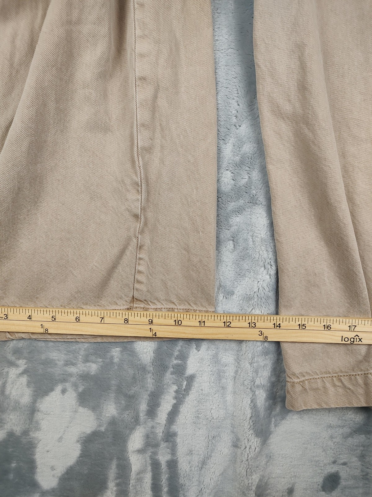 YFB Pants Womens Medium Beige Paperbag Wide Leg Cropped Twill Pockets Casual