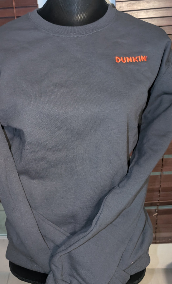 Dunkin Donuts Sweatshirt Jerzees Adult Sz S Blue Dunkin’ Logo NEW in Pkg
