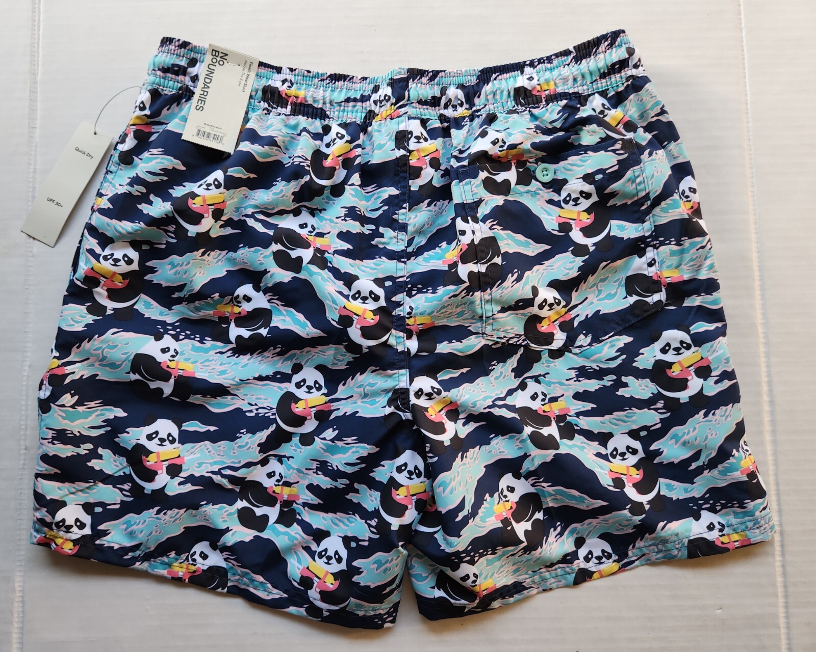No Boundaries Men’s Apparel Panda Elastic Waist Shorts – Size: Medium (32-34)