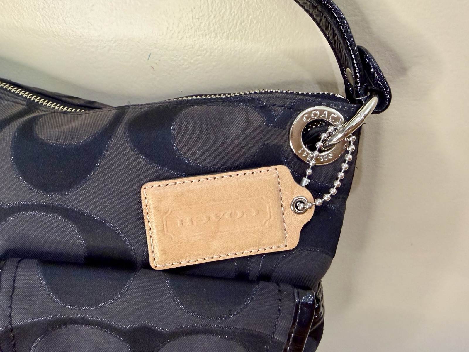 Y2K Coach 12984 Black Signature Jacquard Shoulder Crossbody Bag Detachable Strap