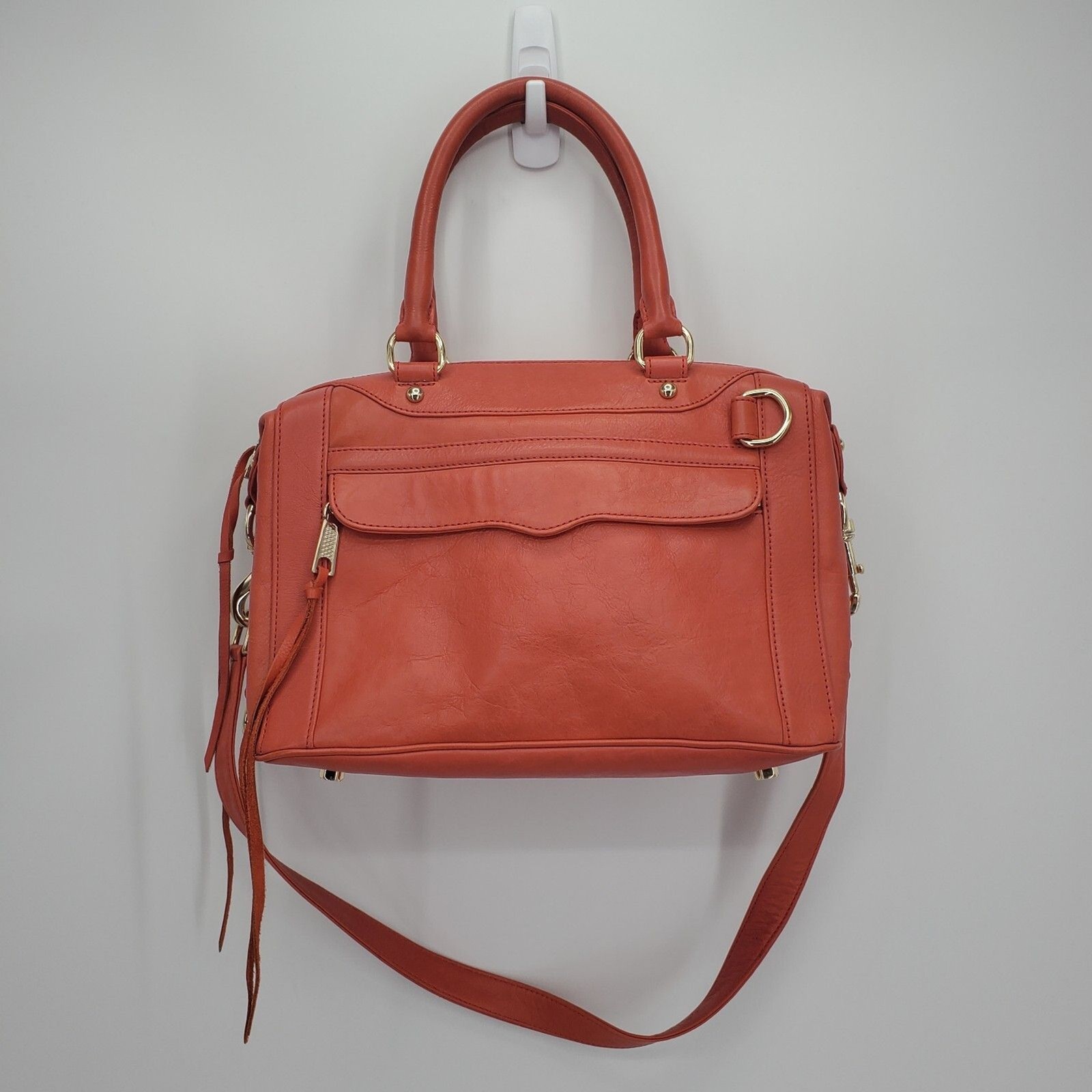 Rebecca Minkoff M.A.B. Mini Satchel Handbag 100% Leather Orangish Red