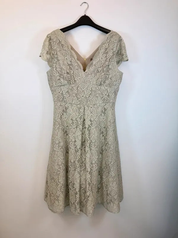 Jolie Moi Women’s Taupe Cap Sleeve 50’s Lace Dress UK 18 BNWT RRP £95