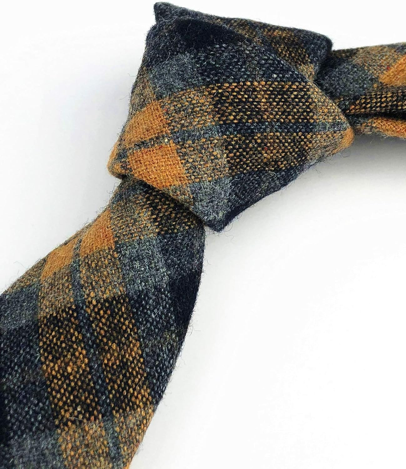 Wool Cashmere Neck Tie for Men Plaid Causal Formal Skinny Tweed Pattern Woolen N