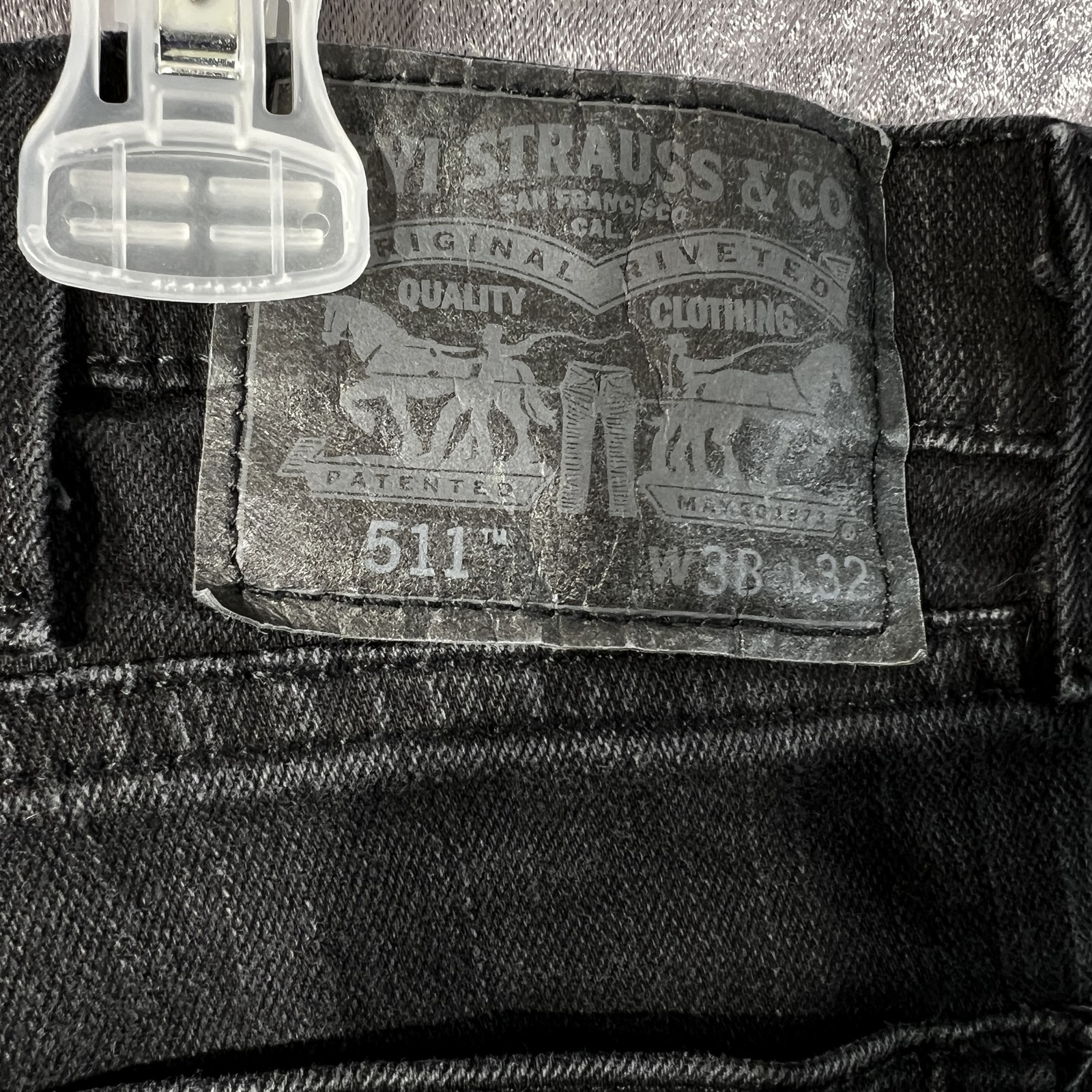 Levis 511 Mens Slim Fit Jeans W38 L32 Faded Black Denim 5-Pocket