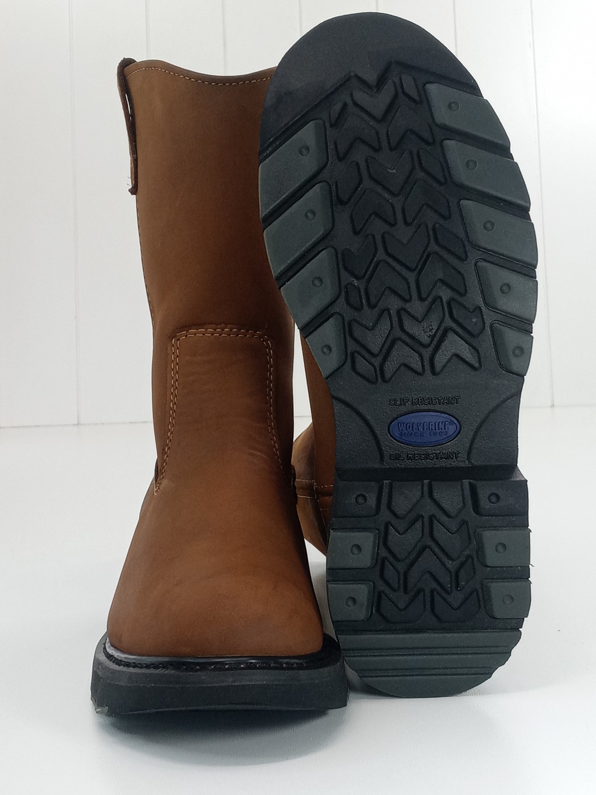Wolverine Wellington Work Boots Men’s Brown Leather Slip On Size 9.5M