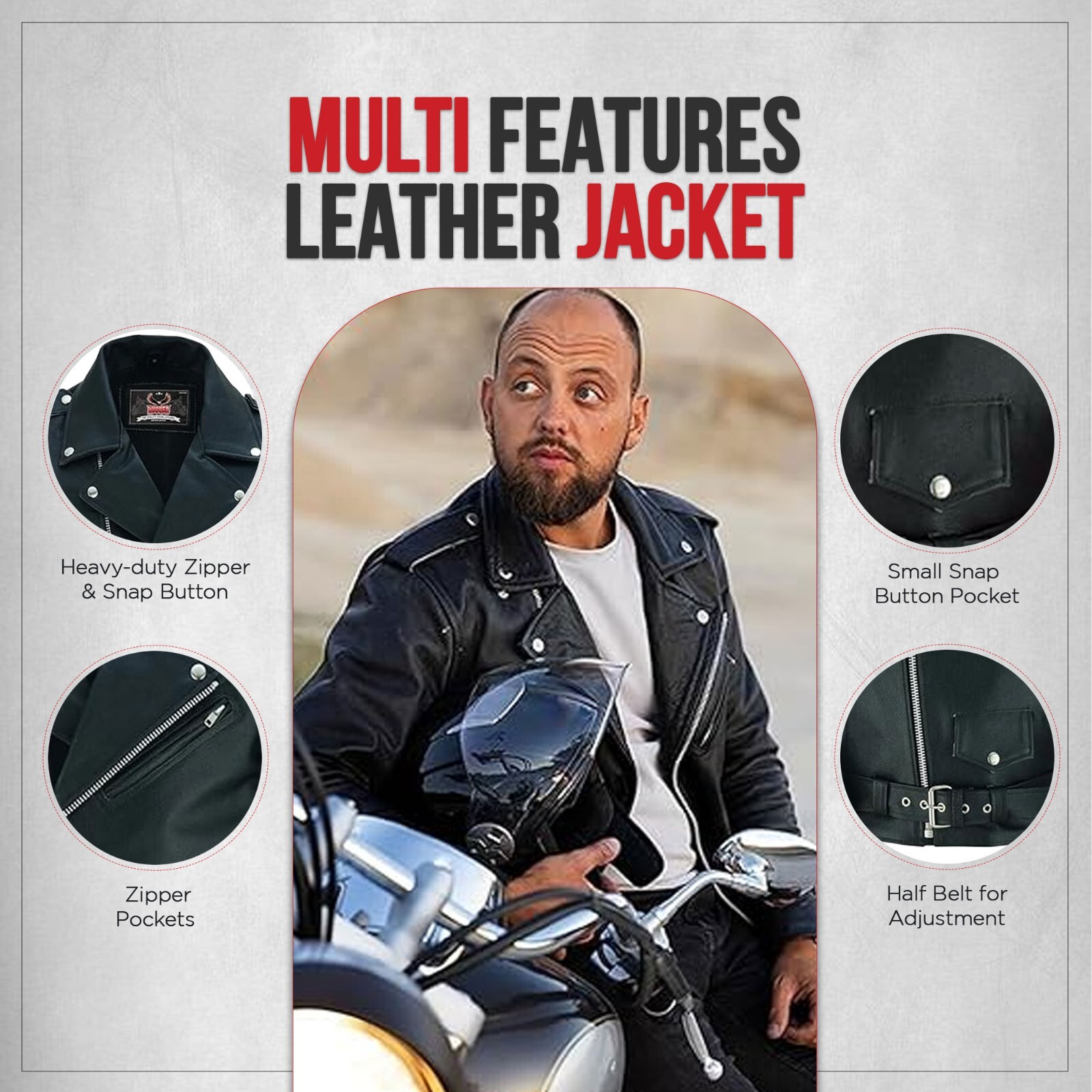 Men Genuine Brando Leather Jacket Motorcycle Black Cowhide Marlon Biker Jacket