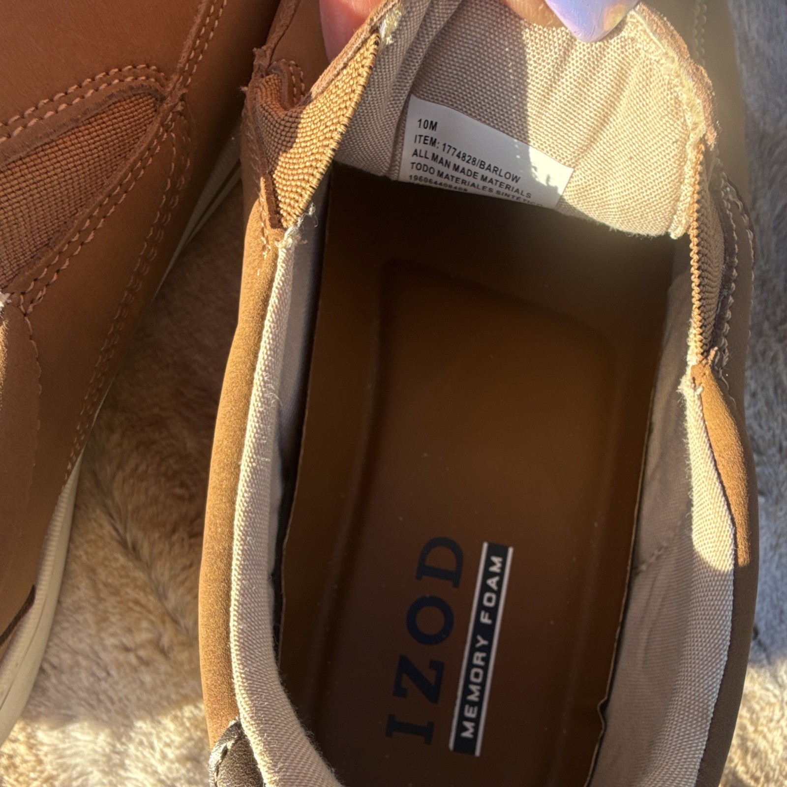 IZOD “Barlow” Ne Memory Foam Brown Synthetic Slip-On Loafers Men’s 10M