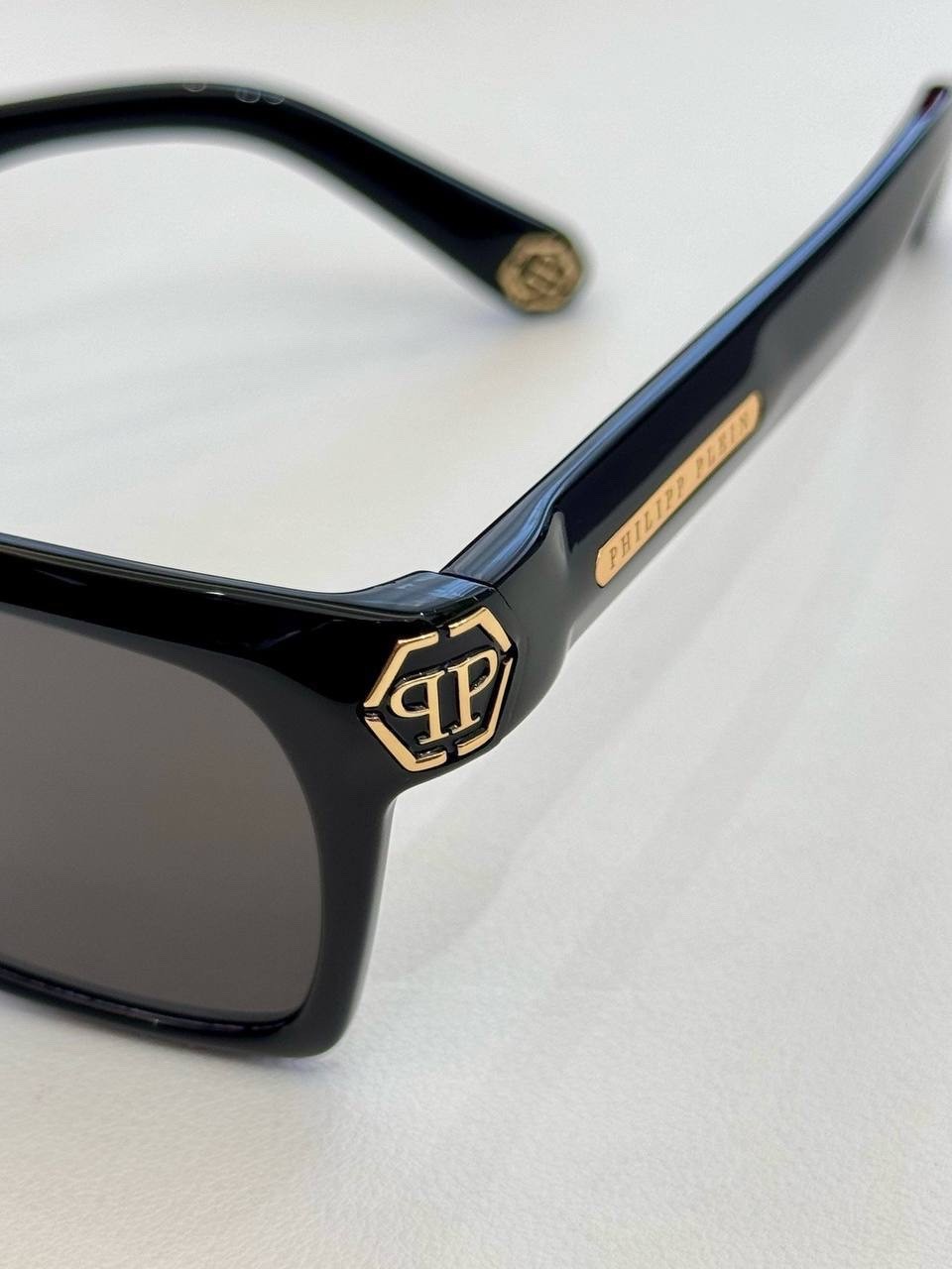 Sunglasses Philipp Plein Men’s Black Square Gray Lenses Luxury Designer New