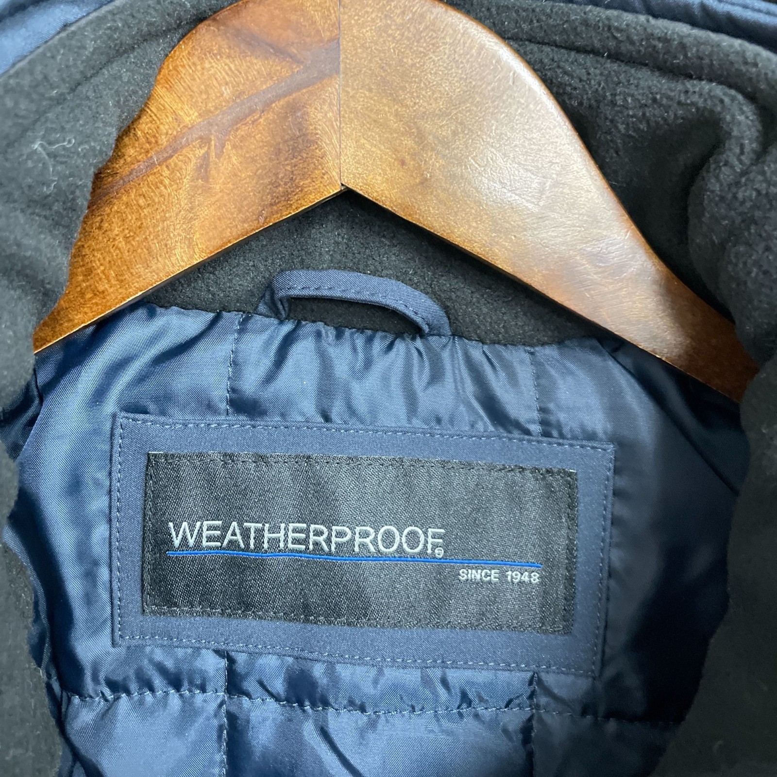 Weatherproof Men’s XL Hooded Parka Jacket Blue Waterproof Quilted Lined JCK177
