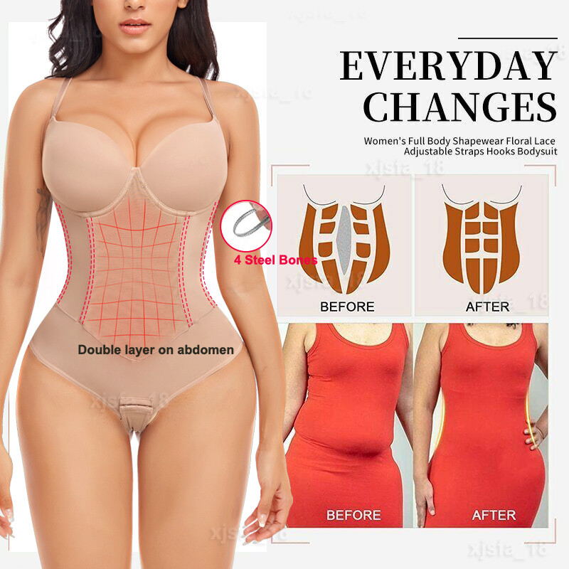Women’s Seamless Full Body Shaper Bodysuit Tummy Slimming Built-in Bra Shapewear