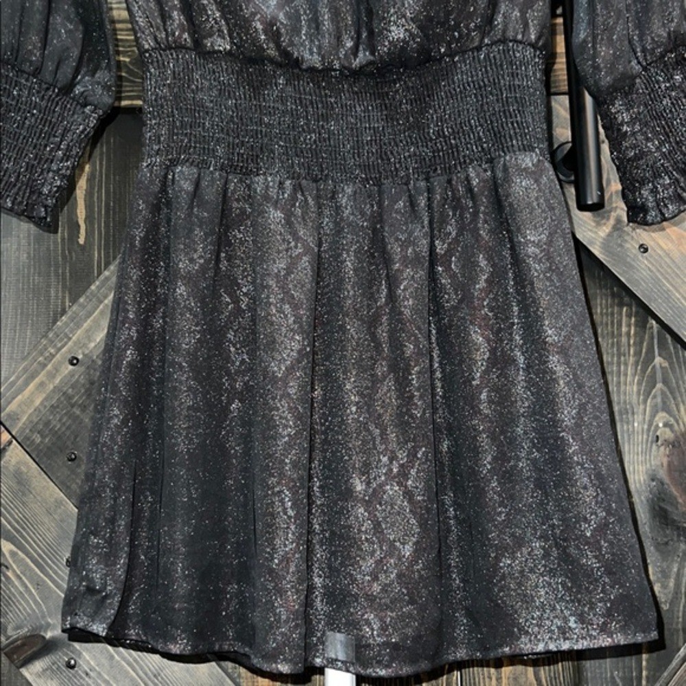 Veronica M Drop Waist Shimmer Dress XS Black Snake Fairy Grunge Whimsigoth Boho