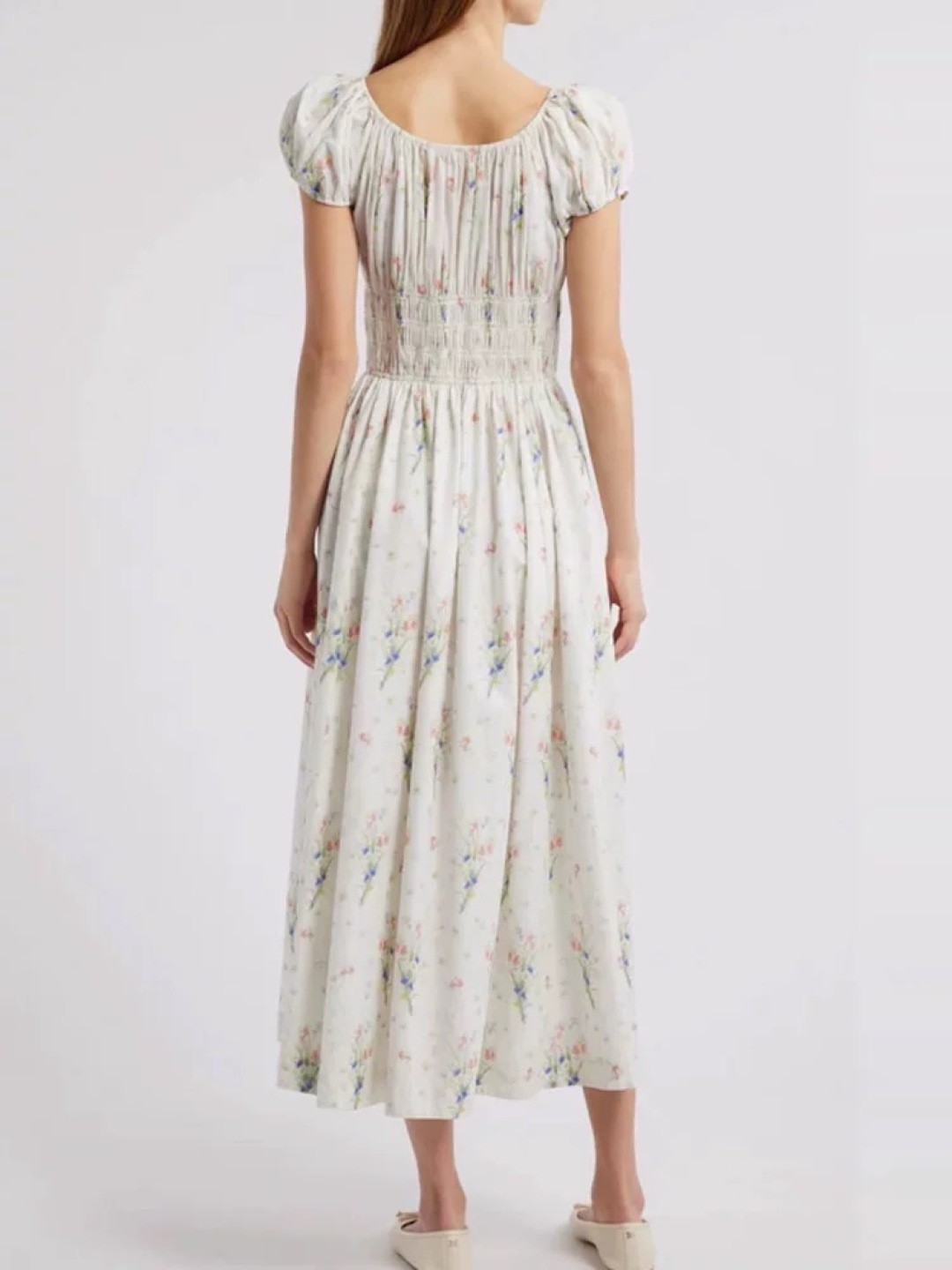 Doen Organic Cotton Short Sleeve Floral Printed Midi Dress for Women 2025 XS SML