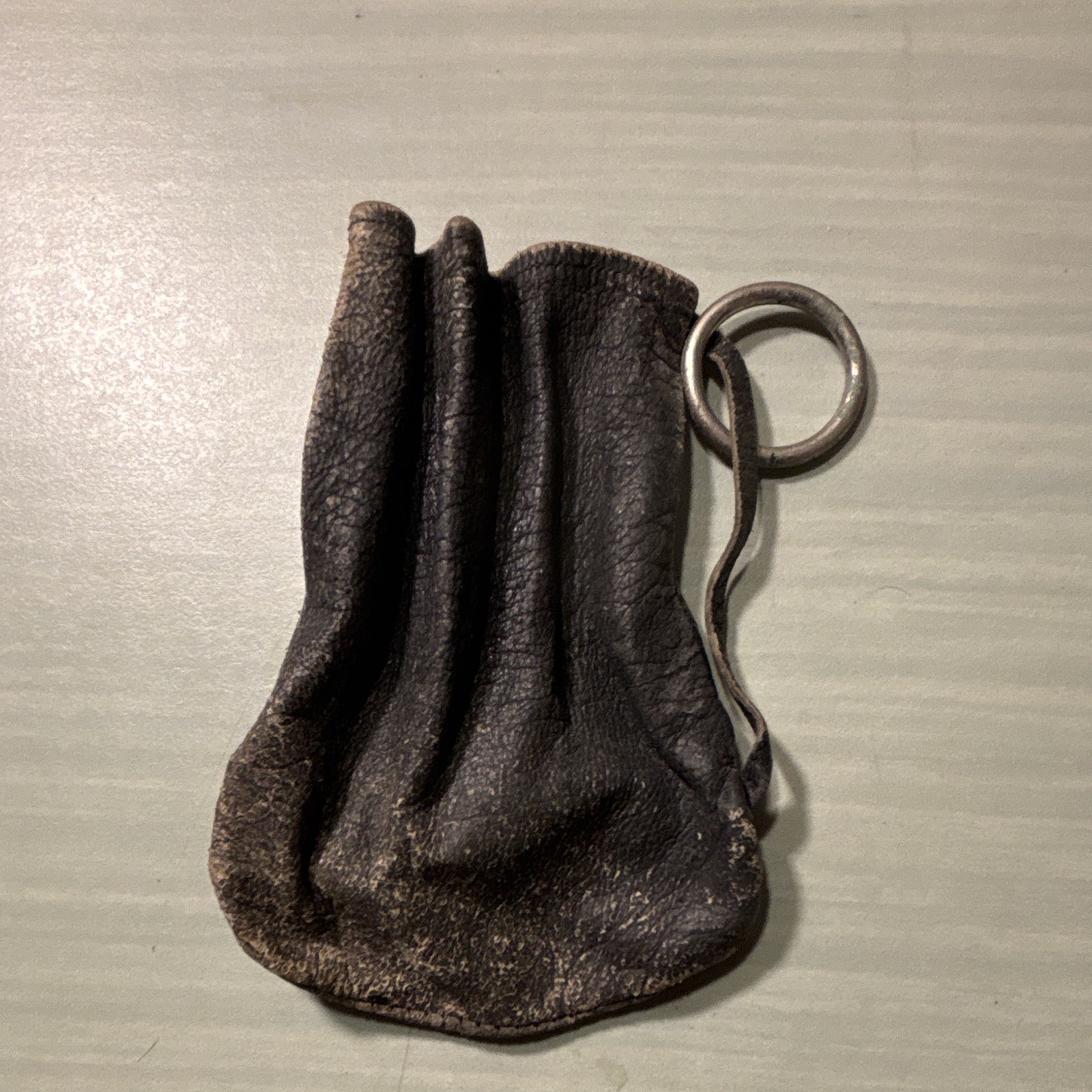 Vintage Leather Coin Purse Pouch with Metal Ring, Everyday Use