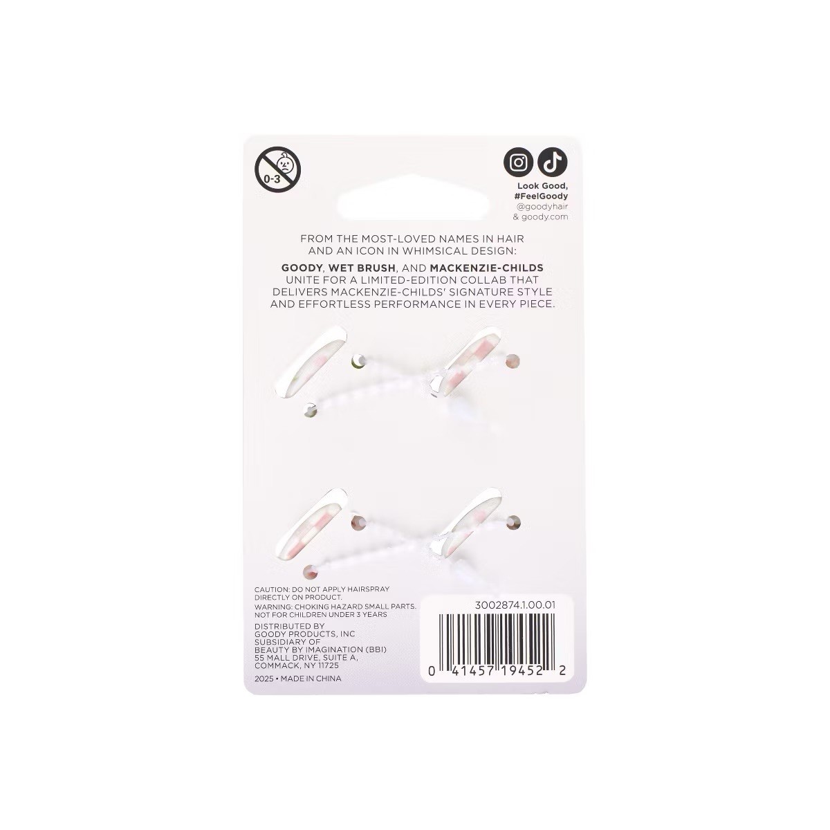 MacKenzie Childs x Goody Target 🎀 Pink Rosy Check Mini Hair Claw Clips Set New