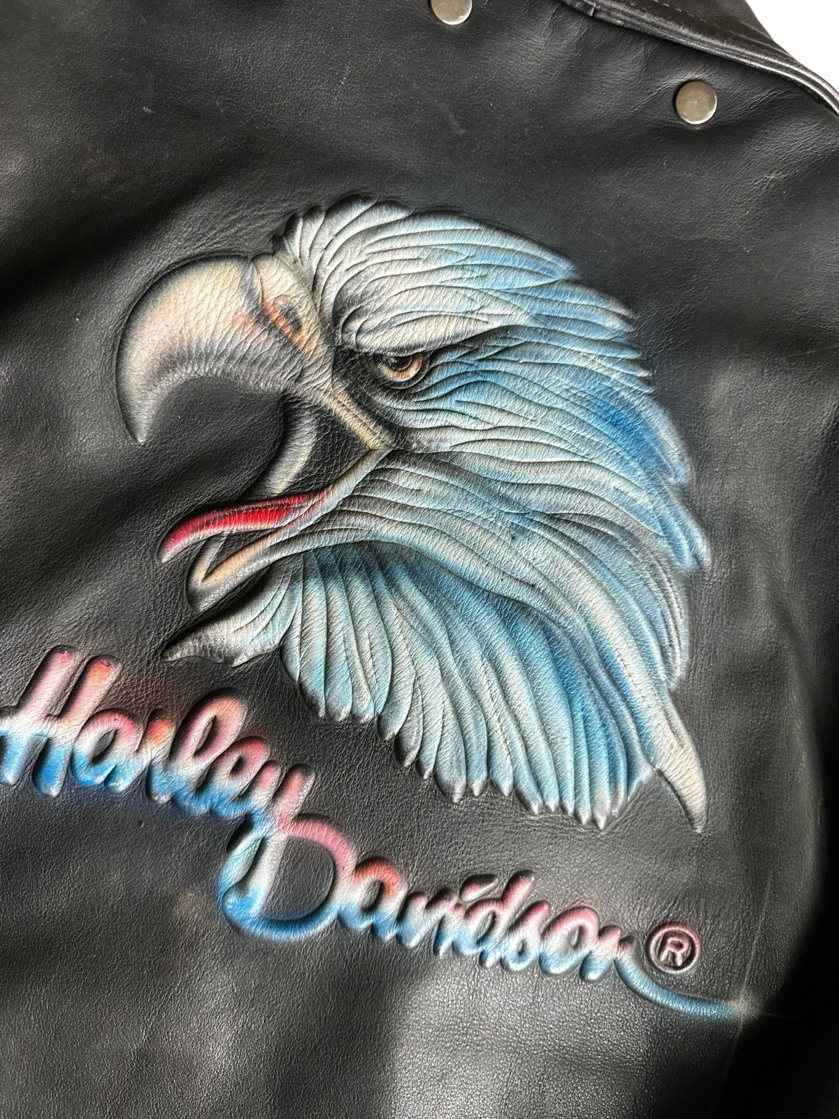 Vintage Harley-Davidson Black Eagle Leather Tassel Jacket Men’s Size 44 (Custom)