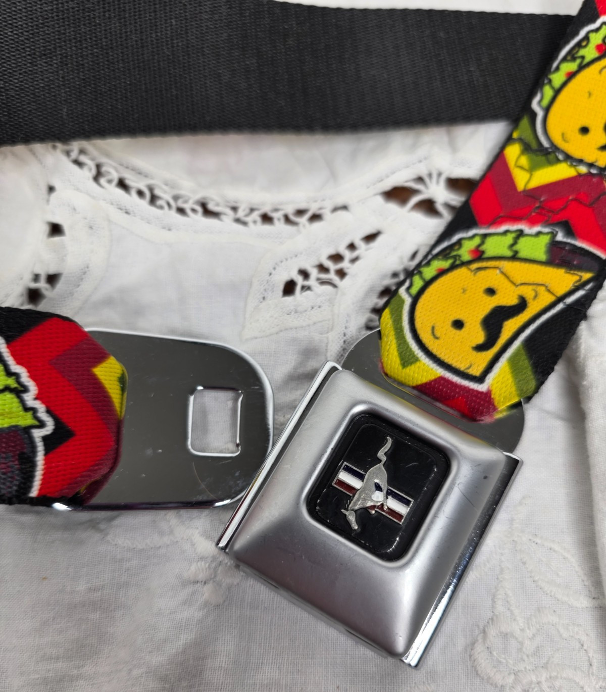 Taco Man Belt Buckle Down Belt Ford Mustang Buckle Adjustable 25inch to 40inches