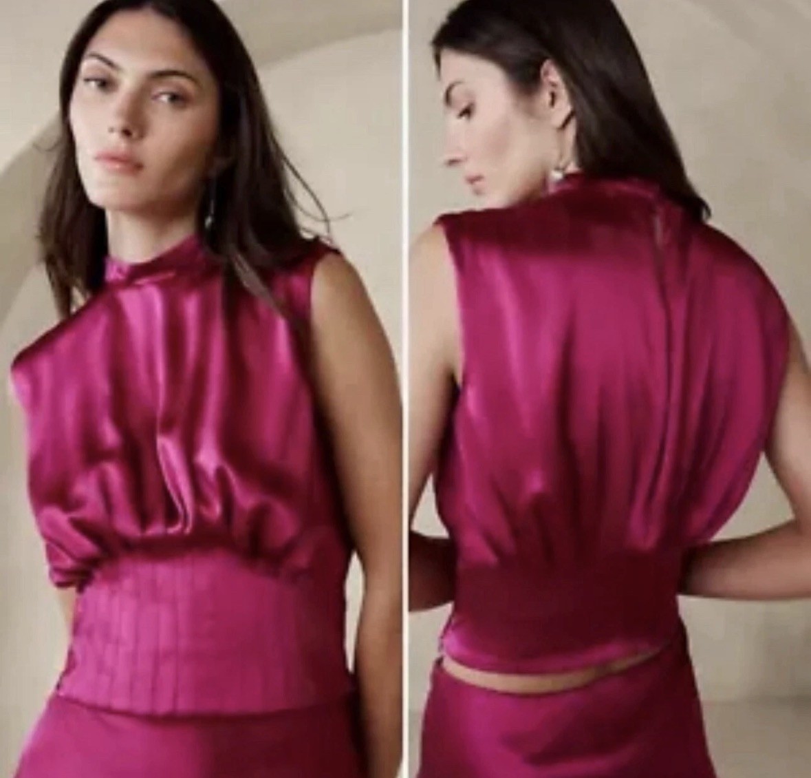 Banana Republic Muse Silk Pleated Top – Sz 0 (6 AU / 2 US) 100% silk, Pink