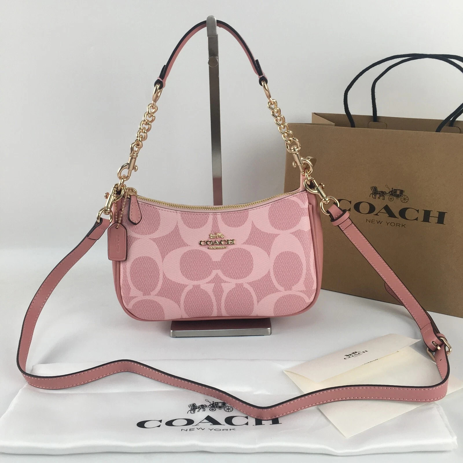 NWT Coach Teri Shoulder Bag In Signature Canvas CAL51 Powder Pink Free Shipping
