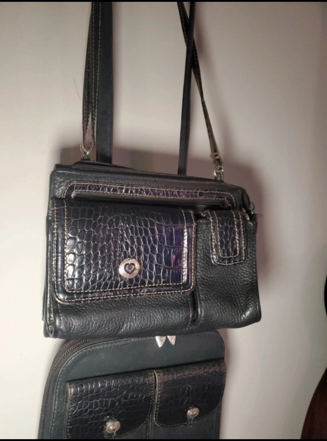 Vintage Brighton One World & Hudson Alt Goth Biker Crossbody Croc Purse Bag s