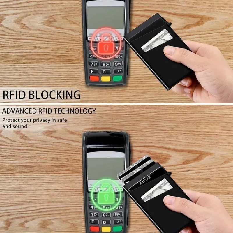 Slim RFID Blocking Pop Up Wallet for Men Card Holder Minimalist Metal Wallet