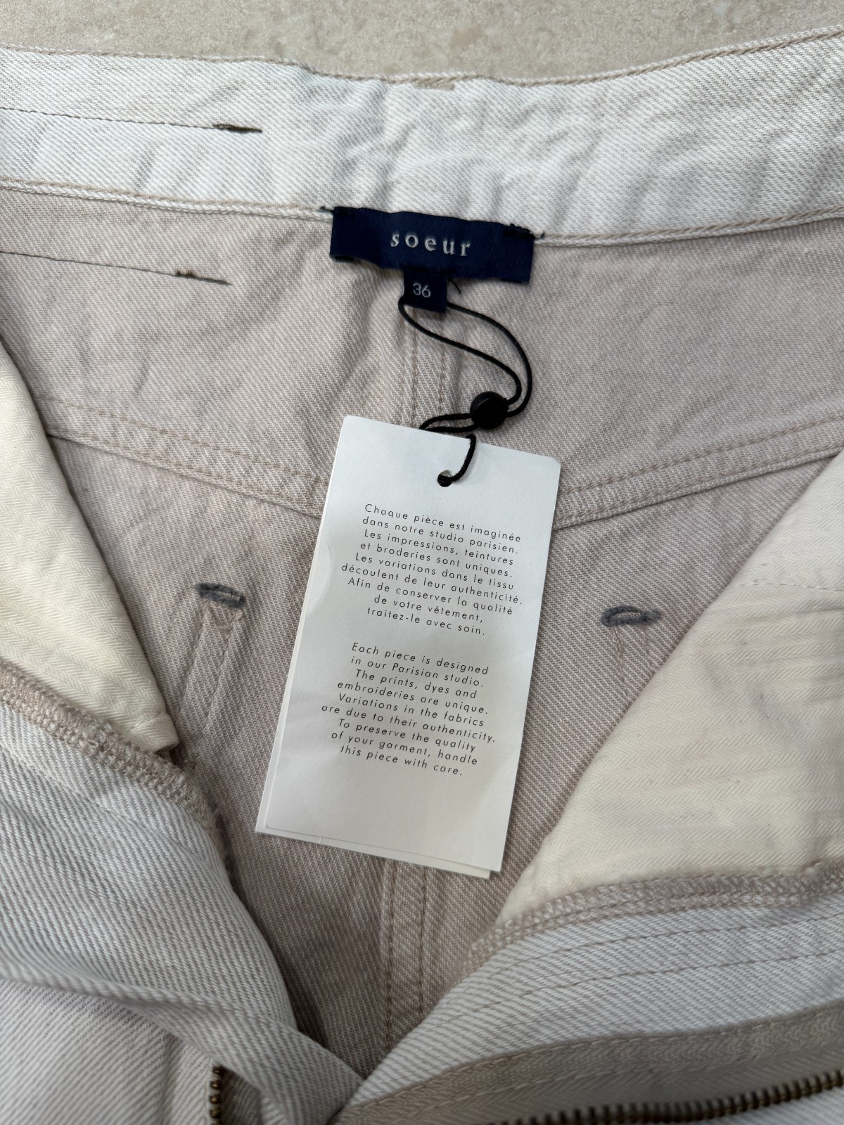 NWT Souer Clovis Trousers in Wide Curved Denim Cut Womens Size FR36/US4