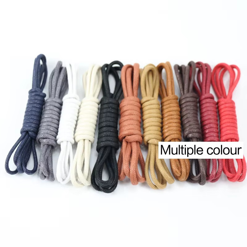 1Pair Waxed Cotton round Shoe Laces Coloured Leather Shoes Lace Waterproof Shoel