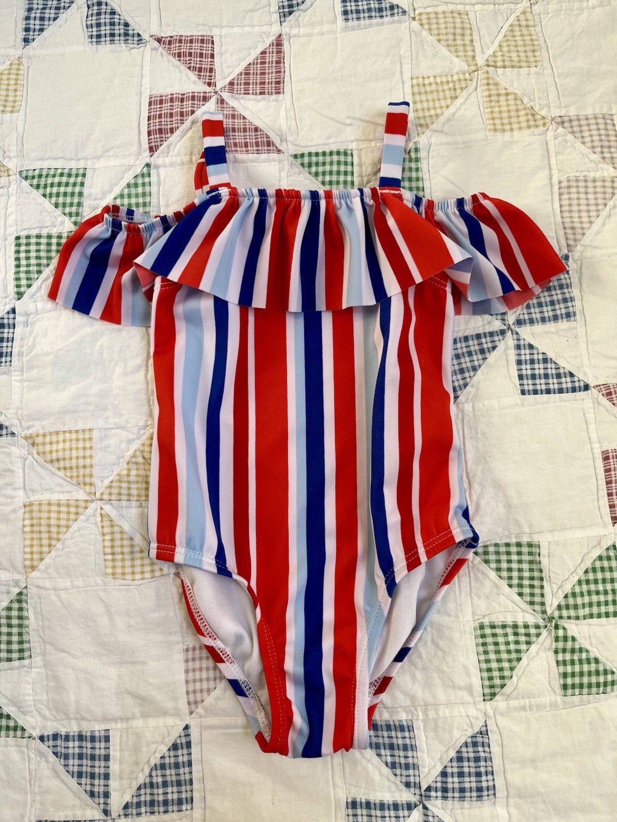 Cat & Jack Patriotic Striped One Piece Swimsuit 2T Fourth of July Toddler girls