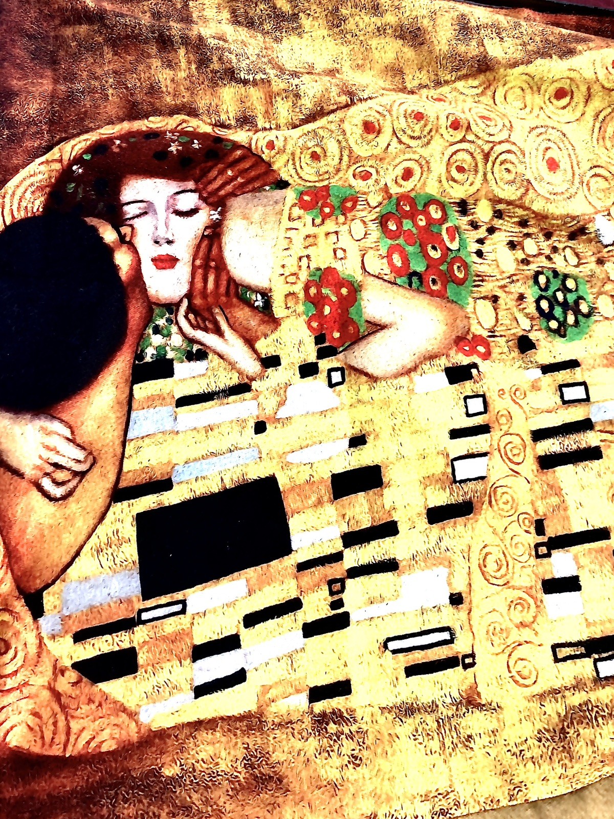 Silk like Gustav Klimt Art Series Scarves and Shawls, Large 70”L 4” Tassels Gift