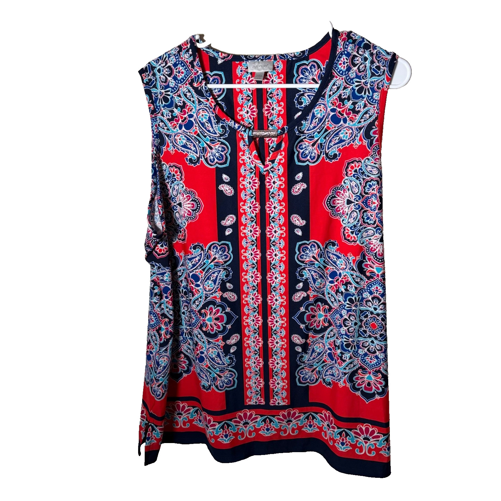 Avenue Blouse Women’s 18/20 Round Neck Keyhole Sleeveless Floral Printed Shirt