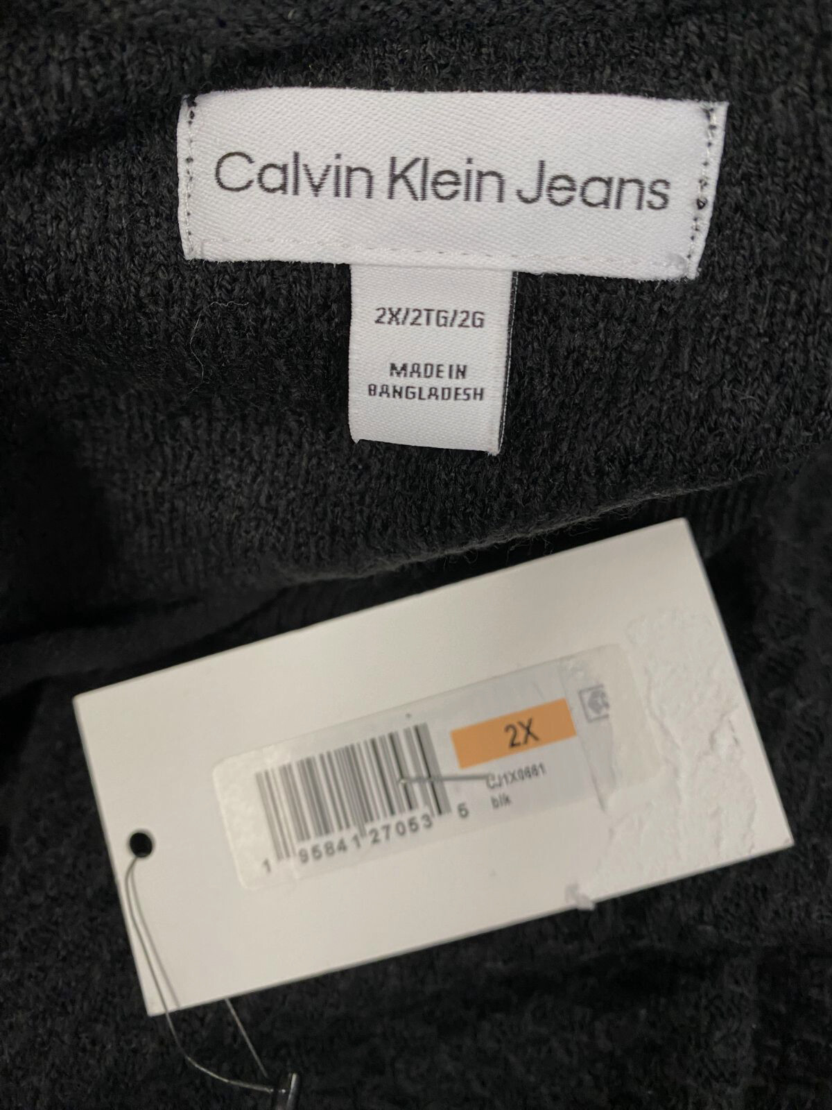 $53 Calvin Klein Jeans Women Black Trendy Honeycomb-Knit Sweater Plus Size 2X
