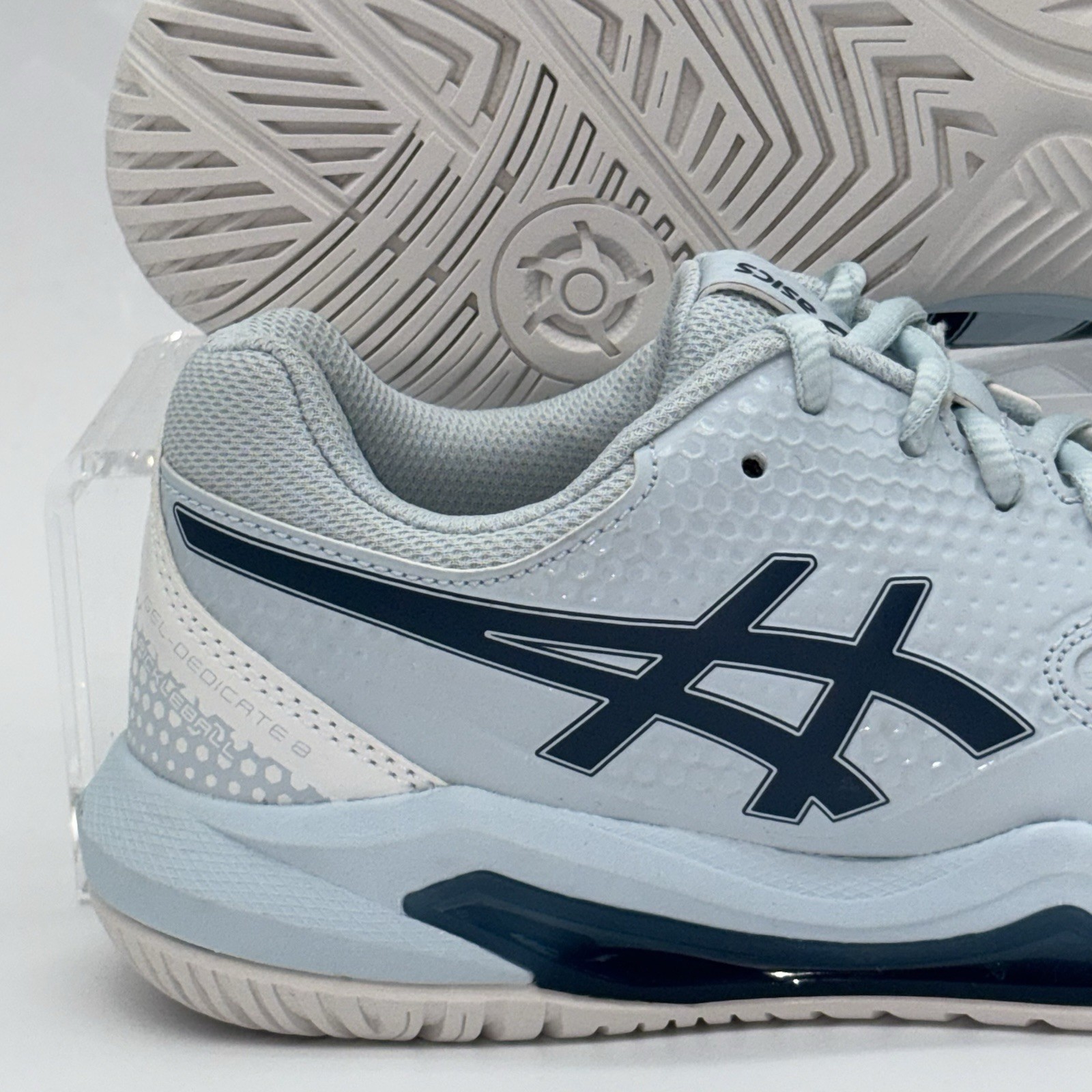 Women Size 9.5 Asics Gel- Dedicate 8 Pickleball White Blue 1042A236 NEW