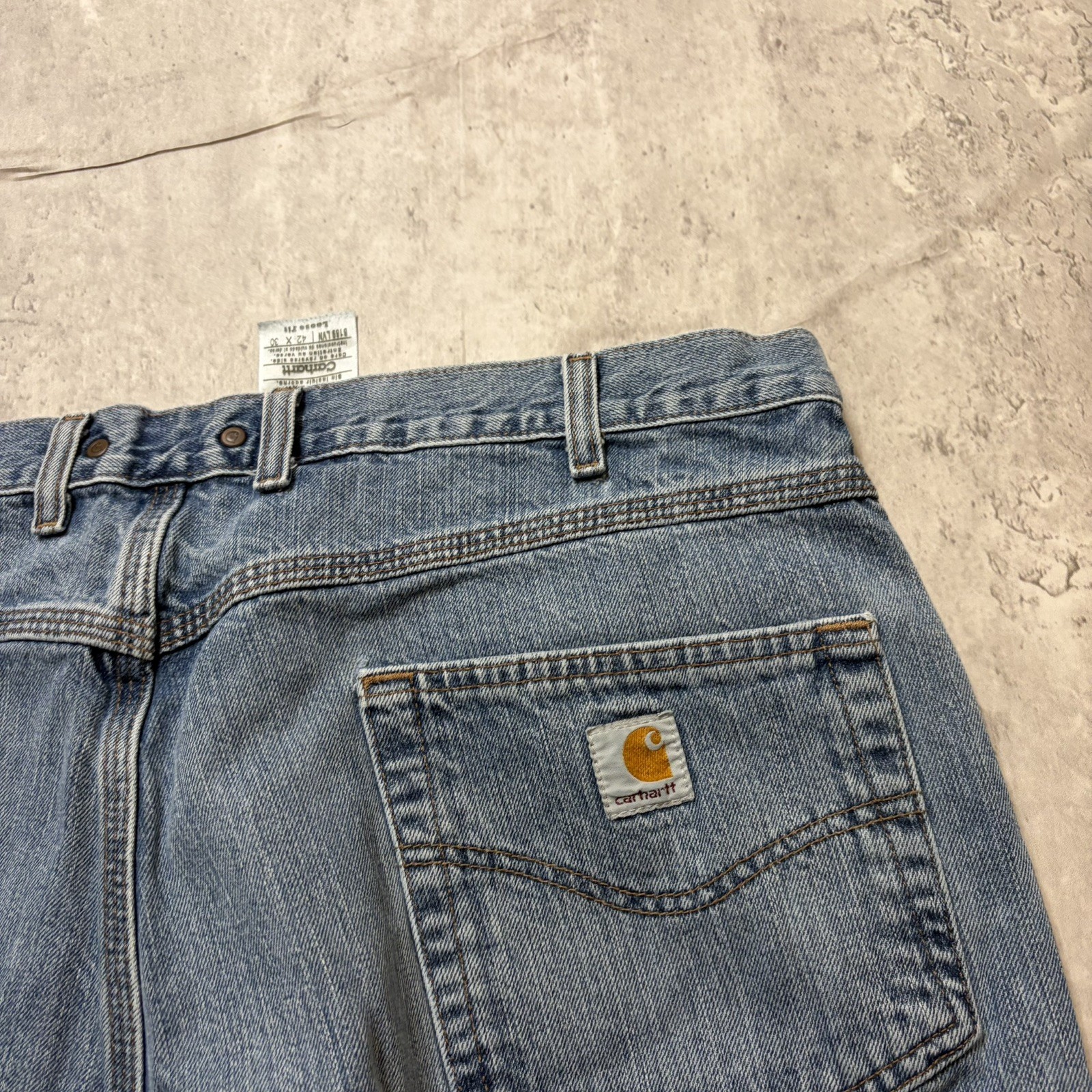 Carhartt B189 LVN Carpenter Jeans 42×30 Loose Fit Workwear Denim Utility