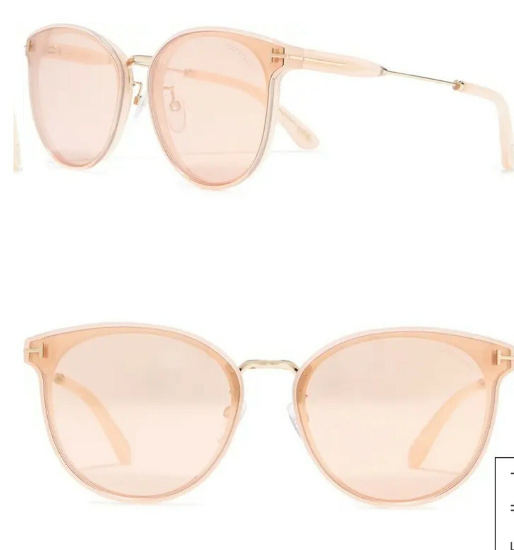 TOM FORD Pink 63mm Round Injected Sunglasses NEW
