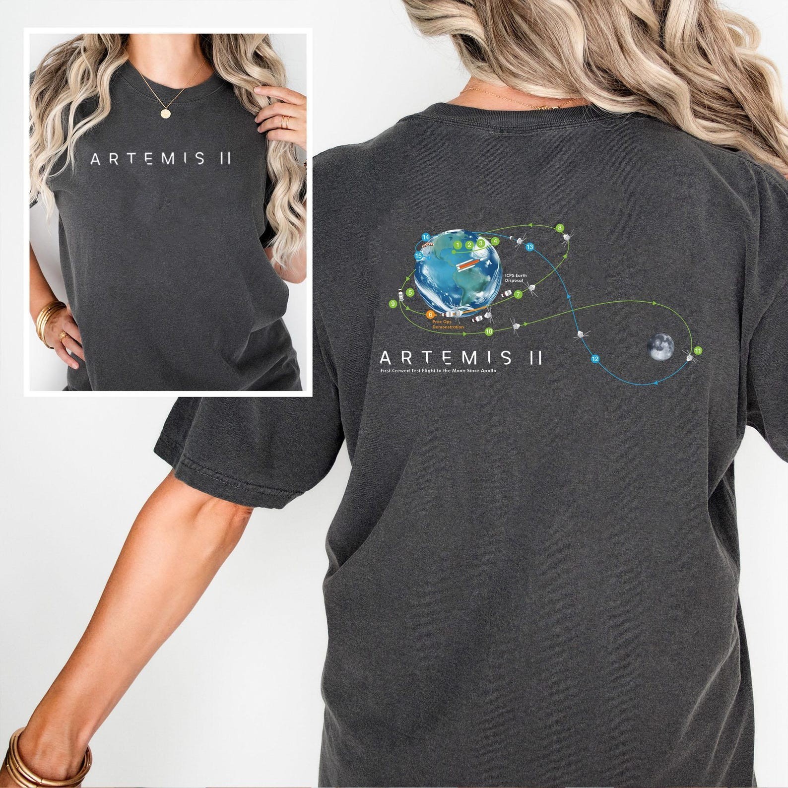 Artemis II Mission T-shirt, NASA Moon Mission Map Shirt, Space Exploration Tee