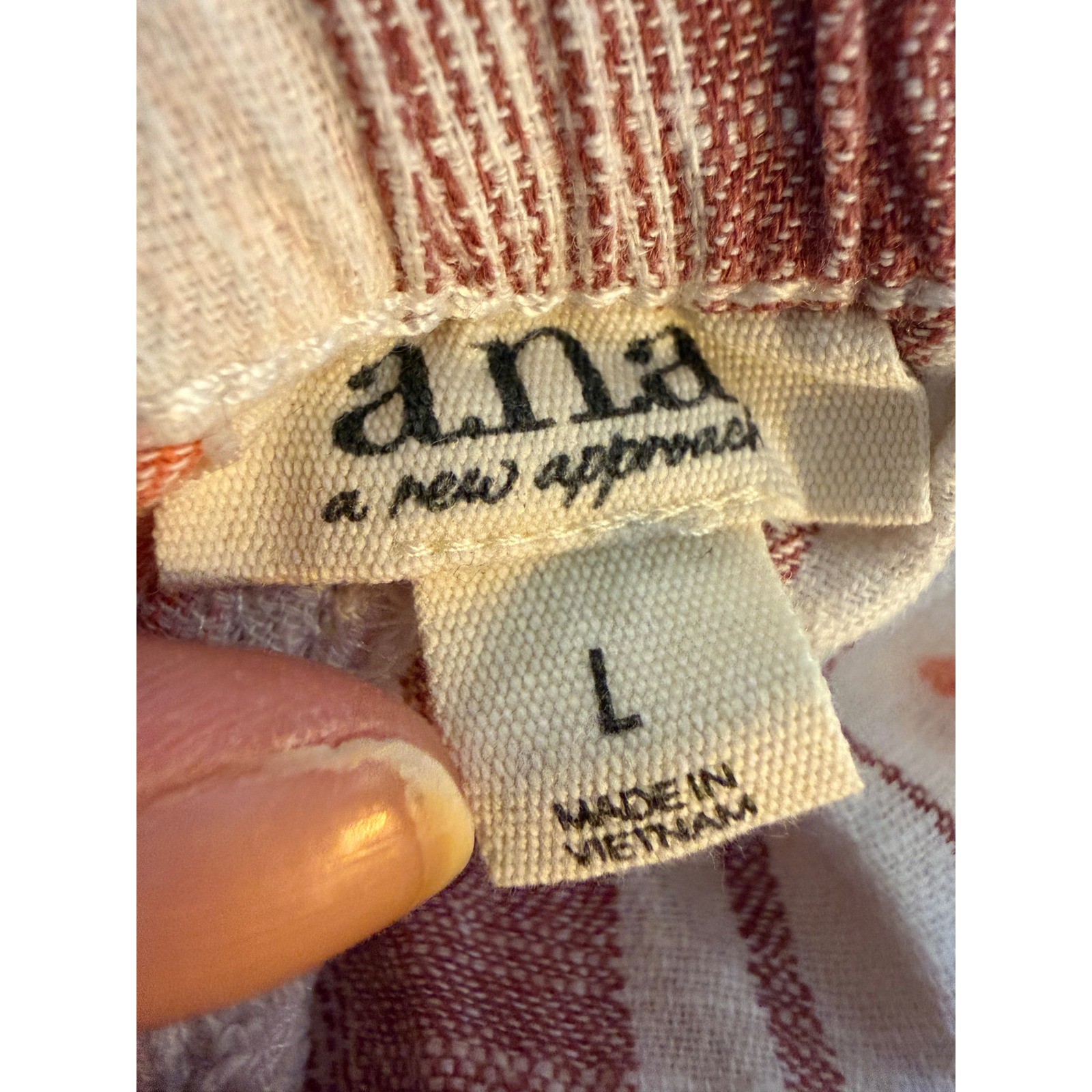 ana A New Approach Striped Linen Blend Paperbag Shorts Orange Burgundy Large