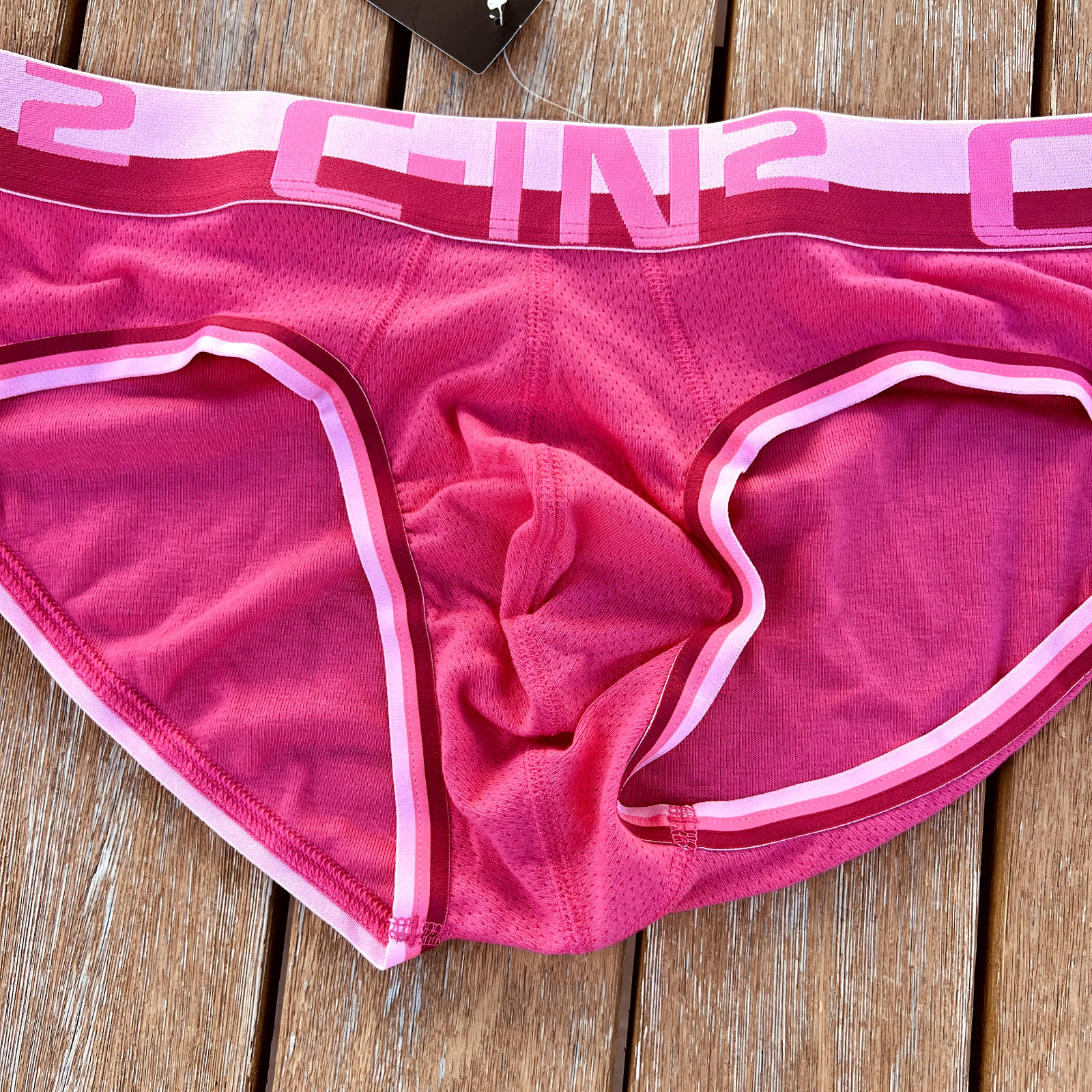 C-IN2 men Pink Mesh low rise brief underwear size S M L XL