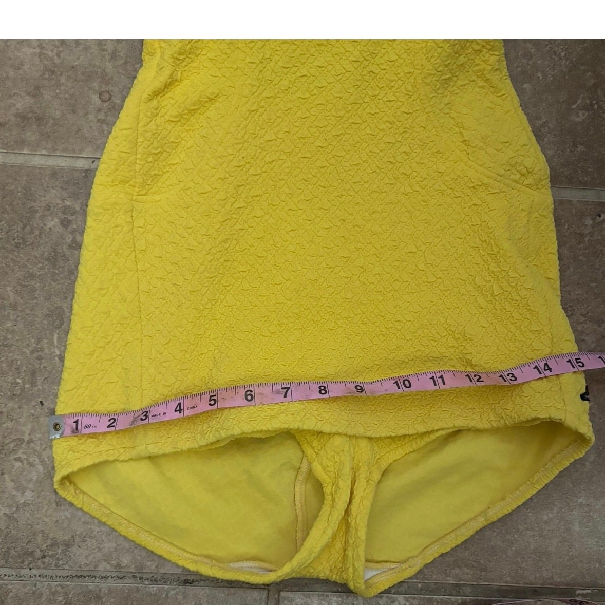 Vintage Jantzen Yellow Swimdress One Piece Swimsuit Crinkle USA Size 12