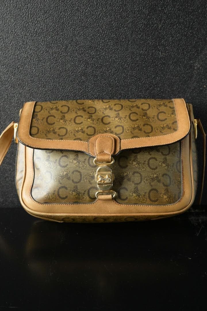 CELINE Shoulder bag Horse carriage monogram Brown Vintage Authentic From Japan