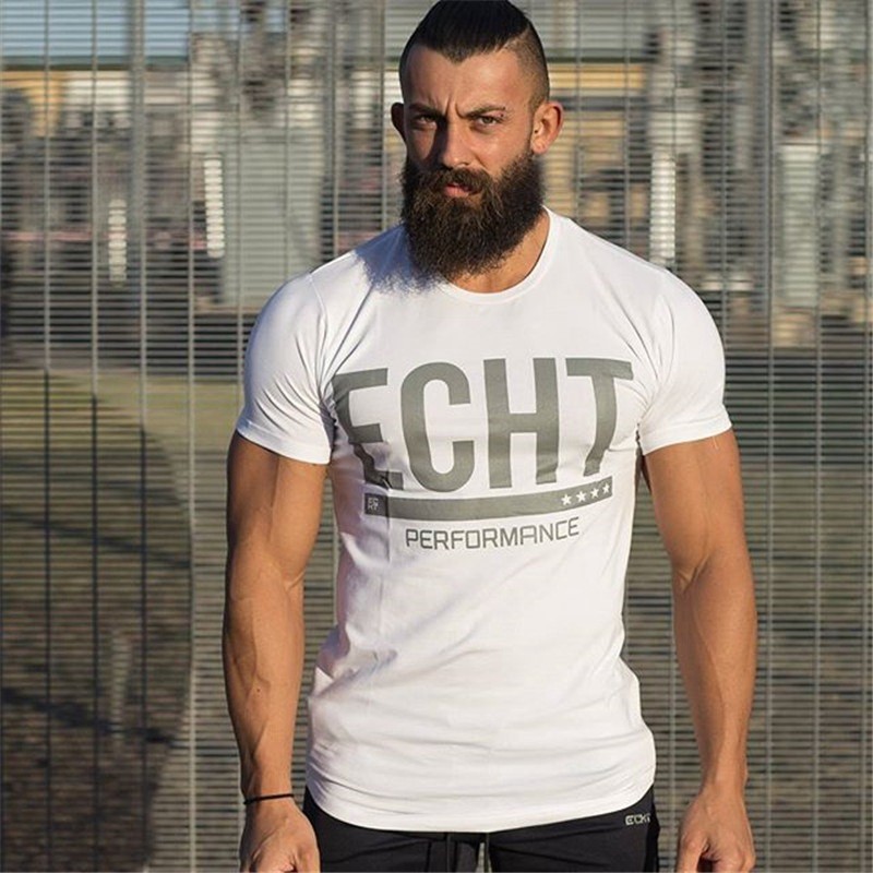 Men’s Fitness Gym Muscle Training Basic Cotton Bodybuilding T-shirt Tee
