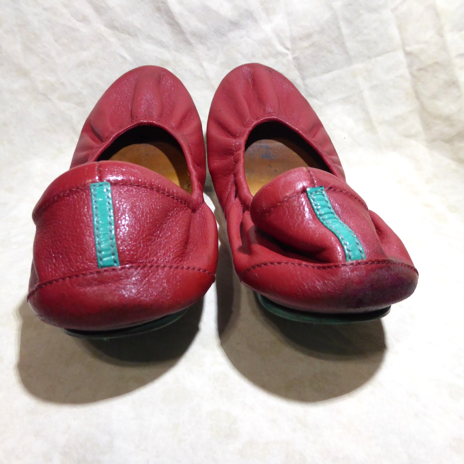 🩰 Tieks by Gavrieli Foldable Ballet Flats sz 9 Cardinal Red 100% Nappa Leather