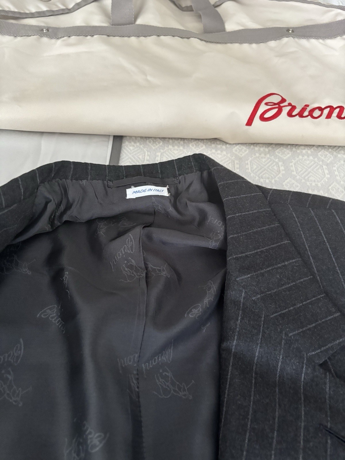 Brioni Suit 46L 40×30 Charcoal Gray Pinstripe Wool Suit