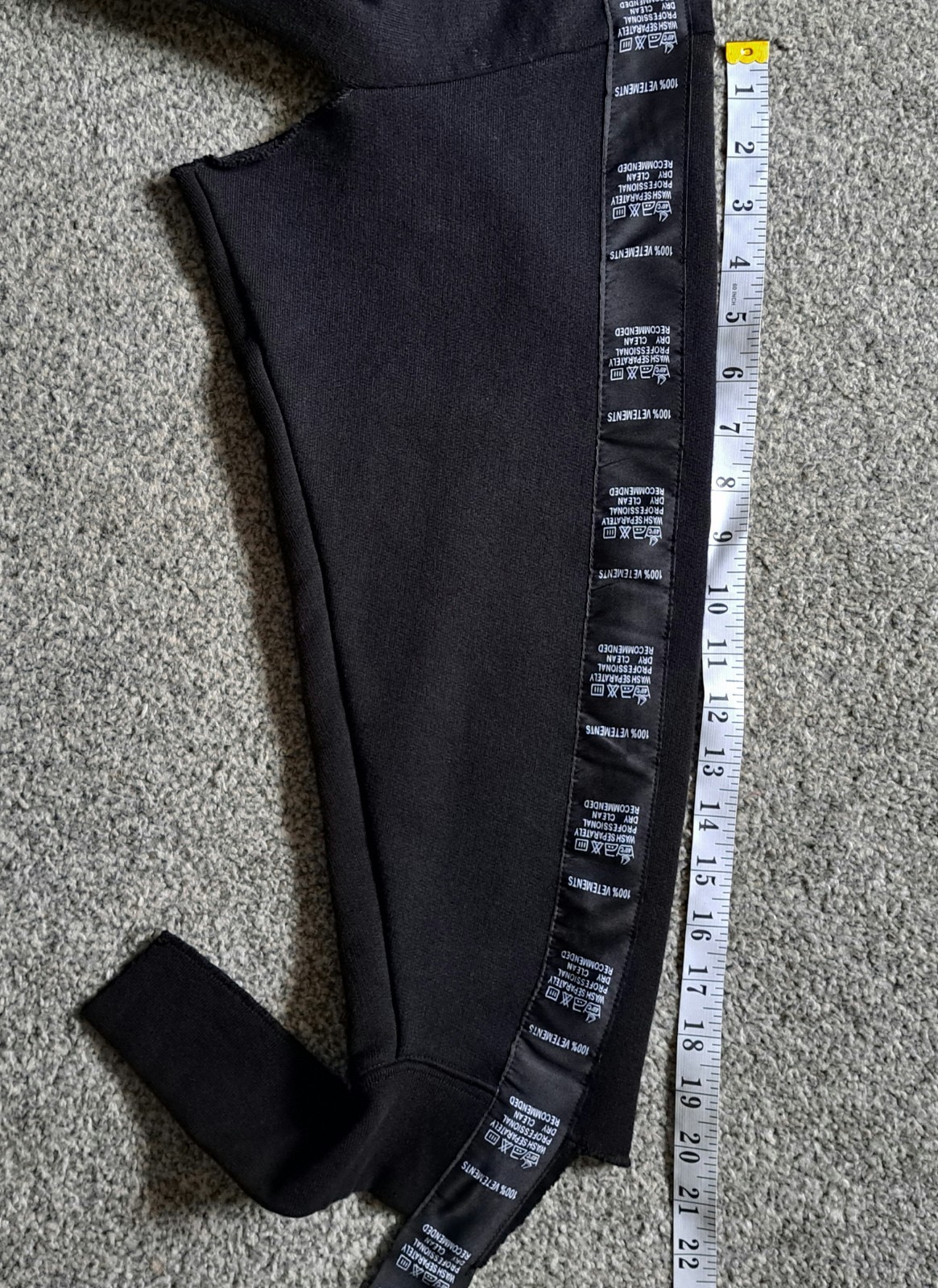 Vetements Authentic Tape Hoodie Black SS18 Women’s S Oversized Made In Portugal