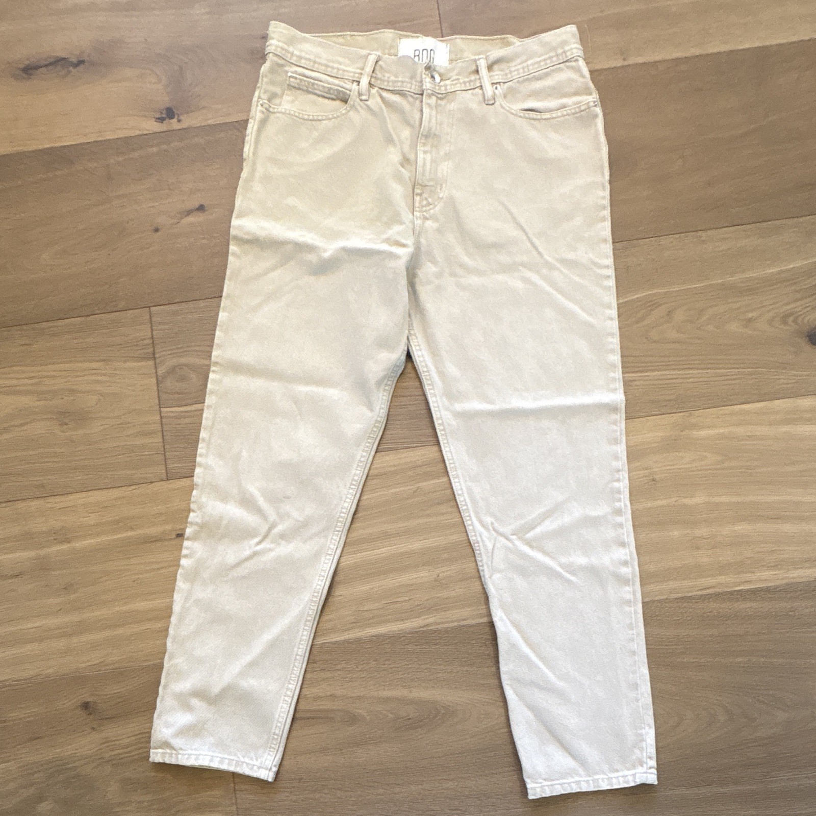 BDG Men’s Slim Tapered Beige Denim Jeans Light Wash 5-Pocket Zip Logo 33/32