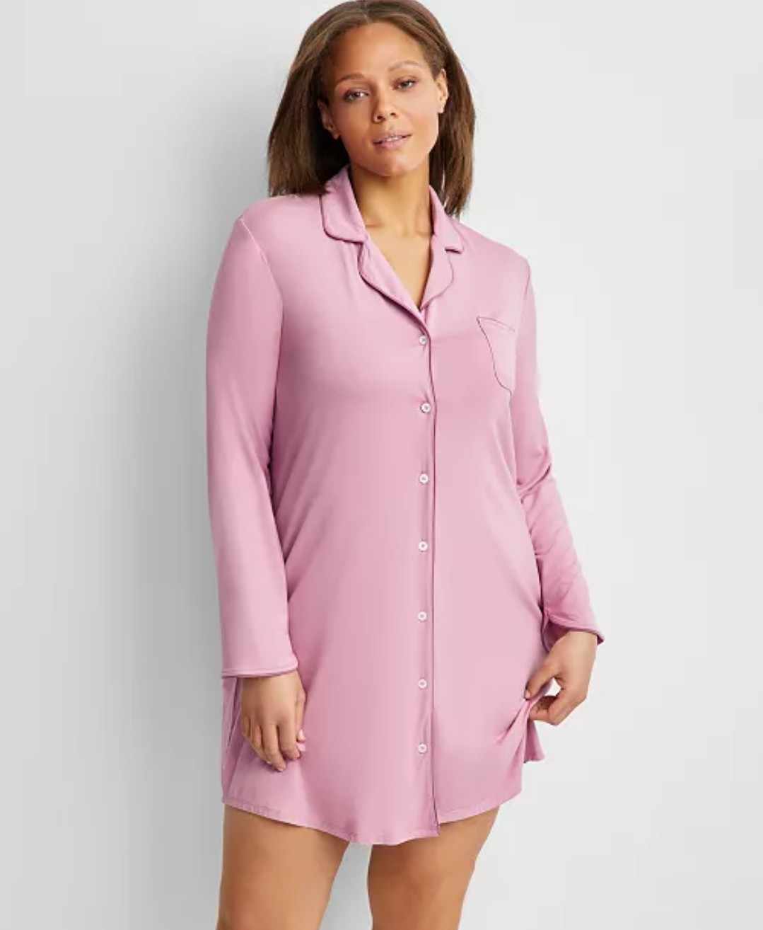 State of Day Women’s Notch Collar Sleepshirt Medium Mauve Orchid